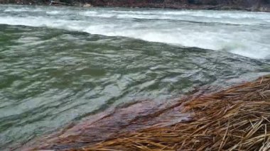 Time laps of a full-flowing mountain river 5