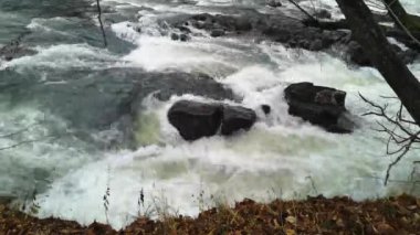 Time laps of a full-flowing mountain river 3