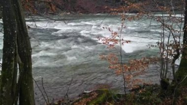Time laps of a full-flowing mountain river 1