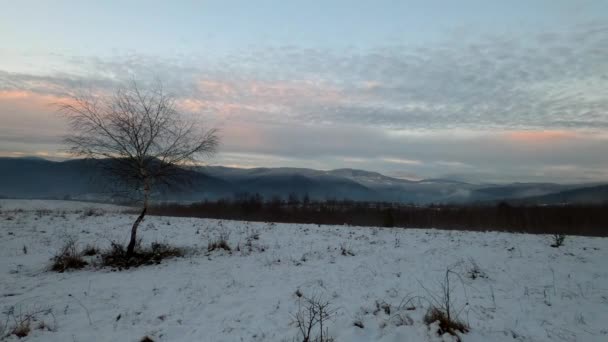 Time Lapse Winter Foggy Evening Mountains — Stockvideo