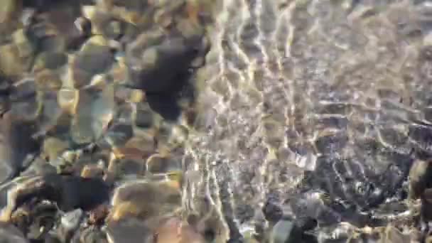 Textura Sombras Las Piedras Través Del Agua Clara Río Montaña — Vídeos de Stock