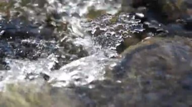 Dağ nehrinde yüzen buz parçası.