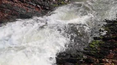 Bahar Dağı ormanında fırtınalı şelale