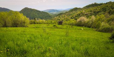 Spring landscape of rural highlands