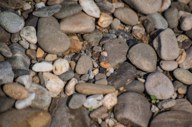 Dağ nehrinin kıyısında çakıl taşları