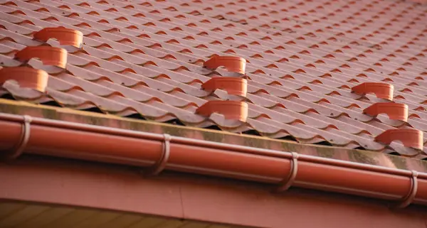 Struktur Des Daches Mit Schneekanonen Stockbild