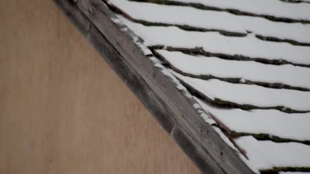 Зимовий Пейзаж Міського Даху Важких Снігопадах — стокове відео