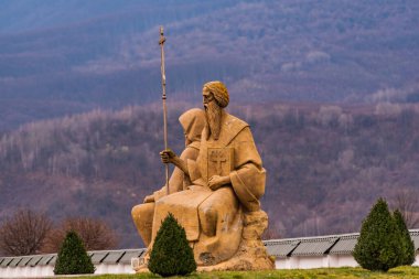 Svalyava, Transcarpathia, Ukrayna - 3 Mart 2024 - Havarilere Eşit Aziz Anıtı Cyril ve Methodius