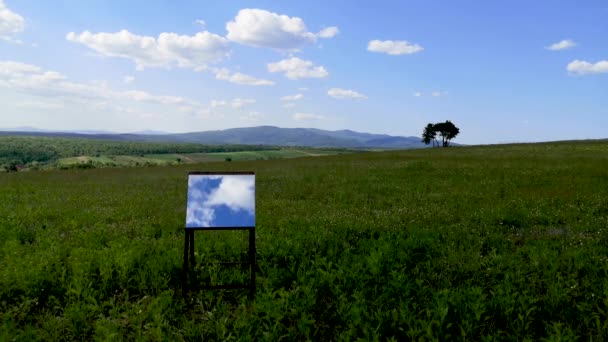 Peisajul Primăvară Munților Carpați Oglindă Șevalet — Videoclip de stoc