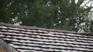 Yaz yağmuru kiremitli çatıya düşer