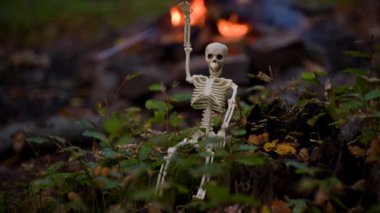 Sonbahar ormanlarında Cadılar Bayramı karakteri