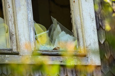 Dağlık bir ormanda terk edilmiş bir bina.