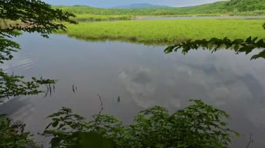İlkbahar fırtınasından önce göl manzarası