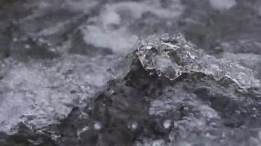 Dağlık bir bahar ormanında kaynayan bir dere.