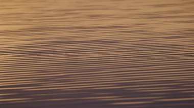 Gökyüzü yansıması ve günbatımı renkleriyle desenli göl dalgaları