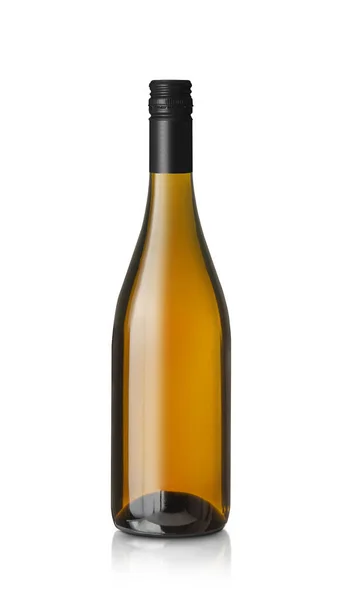 Bouteille Vin Blanc Isolée Sur Fond Blanc Avec Chemin Coupe — Photo