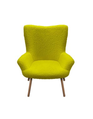 Beyaz arka planda izole edilmiş sarı modern sandalye. kırpma yolu ile