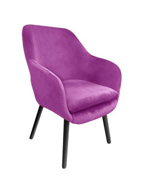 Pembe renkli peluş sandalye izole edilmiş. Beyaz arkaplanda kırpma yolu olan bir iç tasarım nesnesi. 