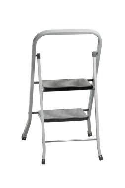 Alüminyum merdiven beyaz arka planda izole edilmiş. kırpma yolu ile