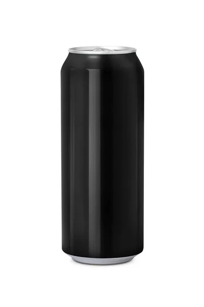 黑色500Ml和铝罐 在白色背景下分离 有快捷方式 — 图库照片