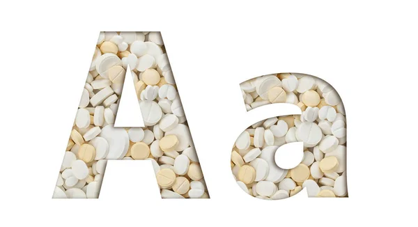 Buchstabe Des Englischen Alphabets Aus Tabletten Von Medikamenten Nahrungsergänzungsmitteln Oder — Stockfoto