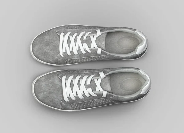 男式运动鞋在灰色背景下是孤立的 有快捷方式 — 图库照片