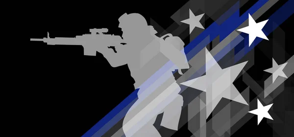 Флаг Сша Тонкой Синей Линией Знак Уважения Уважения Американской Полиции — стоковый вектор