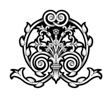 Klasik barok süsü. Retro desenli antika akanthus. Vektör illüstrasyonu.