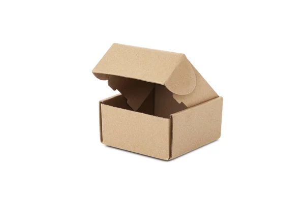 Картонна Коробка Ізольована Білому Тлі Відсічним Контуром — стокове фото