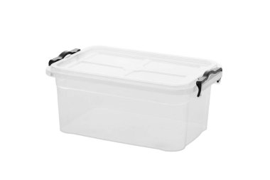 Kırpma yolu ile beyaz zemin üzerinde izole plastik gıda kabı