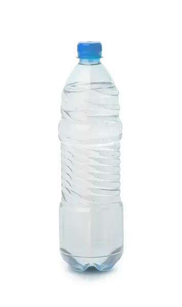 Niebieska Plastikowa Butelka Odizolowana Białym Tle Ścieżką Wycinania Układ Opakowania — Zdjęcie stockowe
