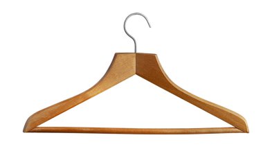 Tahta askı beyaz arka planda izole edilmiş. kırpma yolu ile