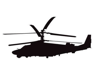Askeri helikopter siluet vektörü. Siyahlı. Vektör illüstrasyonu