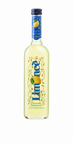 Limonesa Botella Limoncello Natural Hecha Limón Siciliano Licor Limón Aislado —  Fotos de Stock