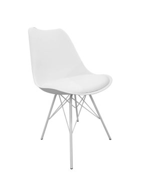 Beyaz arka planda beyaz bacakları olan modern beyaz koltuk mobilyaları. kırpma yolu ile