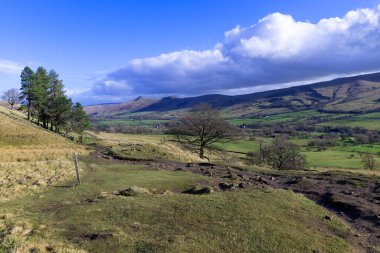 Capturing a magnificent hiking view in Edale Valley, Derbyshire, England. Edale is a village and civil parish in the Peak District, Derbyshire, England. It is in the borough of High Peak. clipart