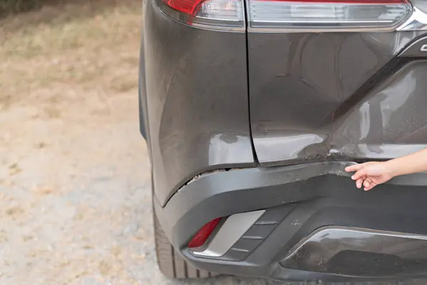 Detrás Del Coche Fue Dañado Daños Por Accidente Tráfico Accidente — Foto de Stock