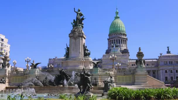 Buenos Aires Tarihi Şehir Merkezindeki Ulusal Kongre Binası — Stok video