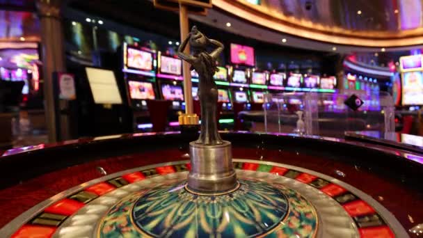 Casino Hall Gambling Blackjack Slot Machines Waiting Gamblers Tourist Spend — Stock Video
