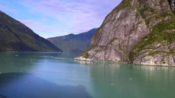 Rejs Alaskę Fiord Tracy Arm Lodowiec Malowniczym Przejściu Krajobrazami Widokami — Wideo stockowe