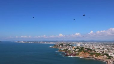 Mexico, lookout Mirador Del Faro and Mirador Crystal panoramic aerial skyline of Mazatlan.