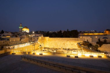 Israel, Sacred Western Wall Kotel in Jerusalem Old City known as Wailing Wall and Al Buraq Wall. clipart