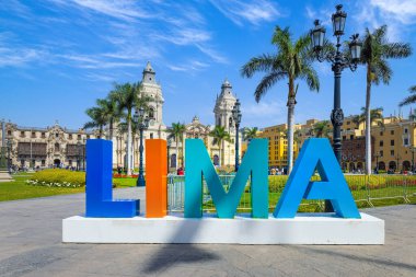 Lima, Peru, Sömürge Merkez Plaza Belediye Başkanı Başpiskopos Sarayı ya da Armas Meydanı.