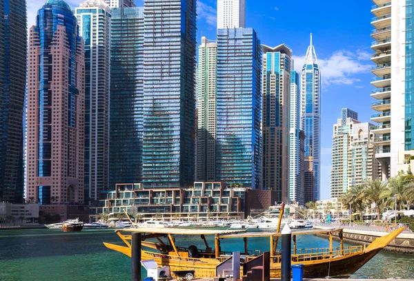 Захоплюючий Дубай Марина Сцена Скайлайн Сучасного Розкоші Висотної Архітектури — стокове фото
