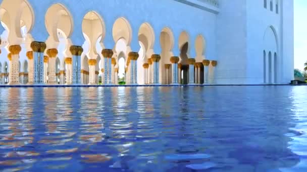 Abu Dhabi Grand Mosque Ikonikus Mérföldkő Építészeti Marvel Egyesült Arab — Stock videók
