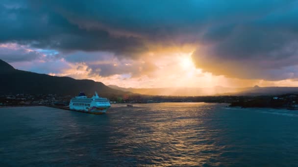 Круизное Судно Доминиканской Республике Пуэрто Плата Карибском Море Круизный Отпуск — стоковое видео