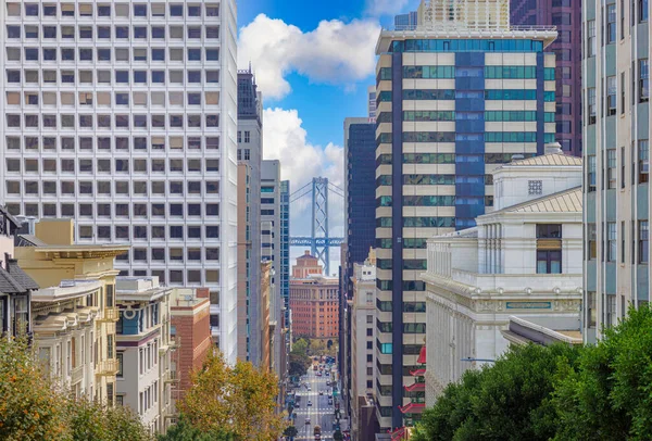 San Francisco California Calle Teleféricos Que Conectan Distrito Financiero Ciudad — Foto de Stock