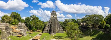 Ancient Mayan Tikal Pyramids in Guatemala, a major tourist attraction. clipart