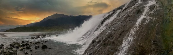 Alaska Juneau Panoramico Ghiacciaio Mendenhall Tramonto — Foto Stock