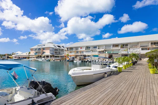 Saint Martin Marigot Waterfront Marina Yachts Restaurants Water Sport Activity — Stock Photo, Image